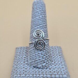 Size 9 Sterling Silver Double Swirl Handmade Band Ring A4612